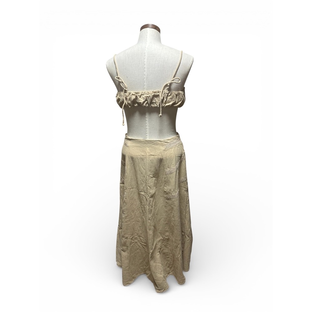 Free‎ People The Prettiest Set  Boho Crop Top Maxi Skirt Lace Slit S - Picture 3 of 9
